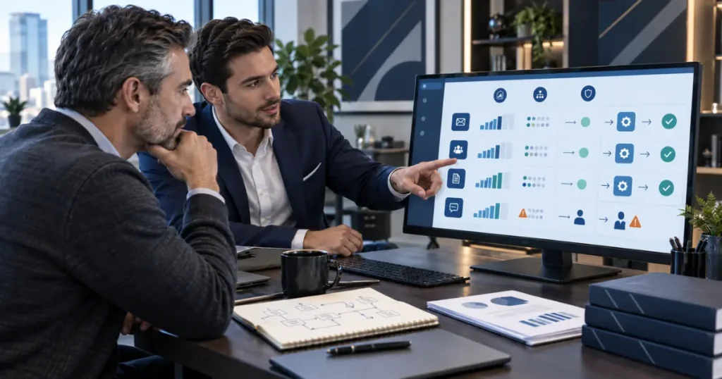 Consultant assessing small-business processes suitable for AI automation