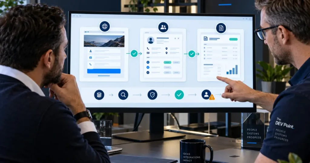 Automated data flow connecting a business website, CRM and ERP system